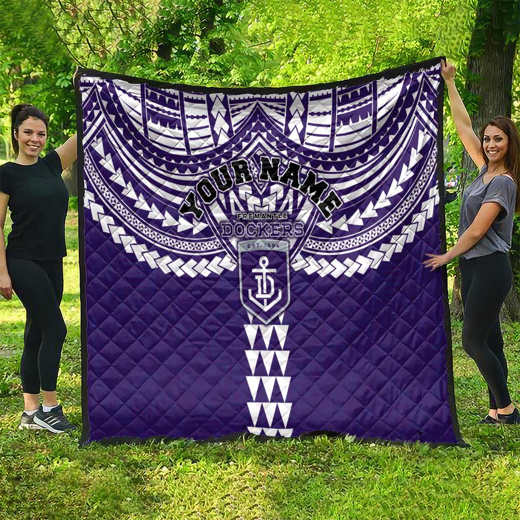 Personalized Fremantle Dockers Quilt Polynesian Tribal Pattern Heritage Football