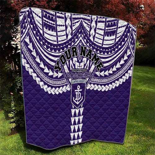 Personalized Fremantle Dockers Quilt Polynesian Tribal Pattern Heritage Football