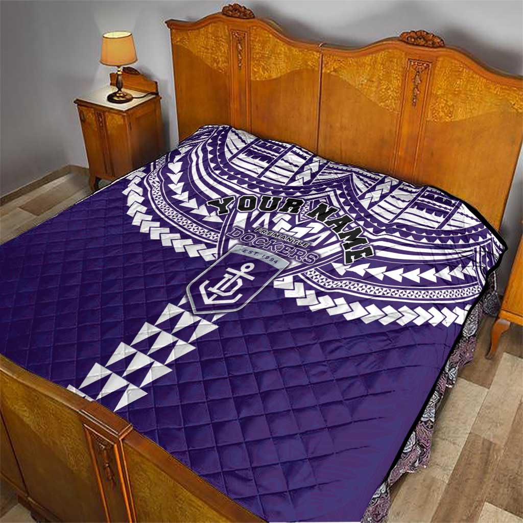 Personalized Fremantle Dockers Quilt Polynesian Tribal Pattern Heritage Football