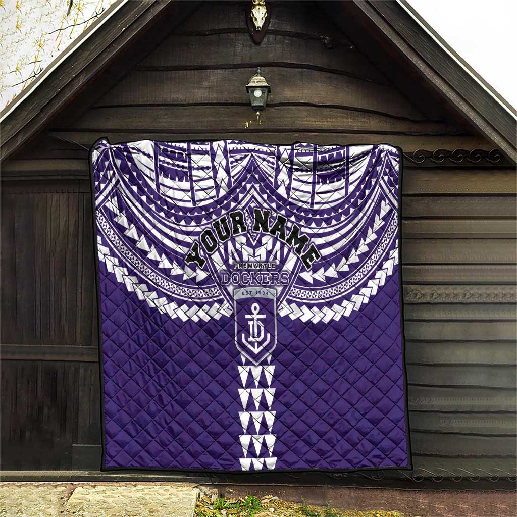 Personalized Fremantle Dockers Quilt Polynesian Tribal Pattern Heritage Football