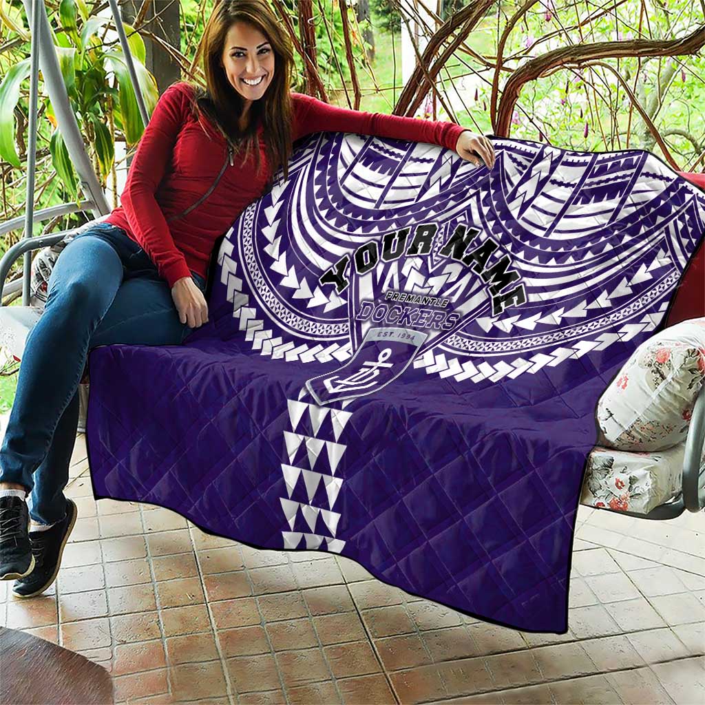 Personalized Fremantle Dockers Quilt Polynesian Tribal Pattern Heritage Football