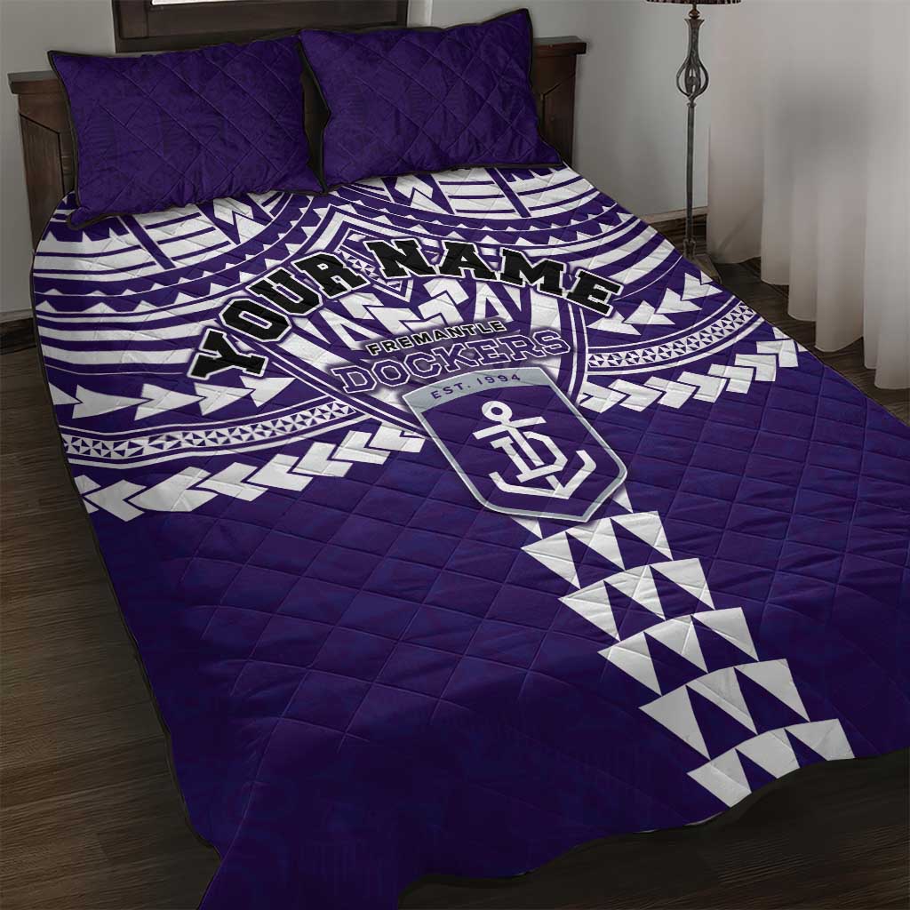 Personalized Fremantle Dockers Quilt Bed Set Polynesian Tribal Pattern Heritage Football