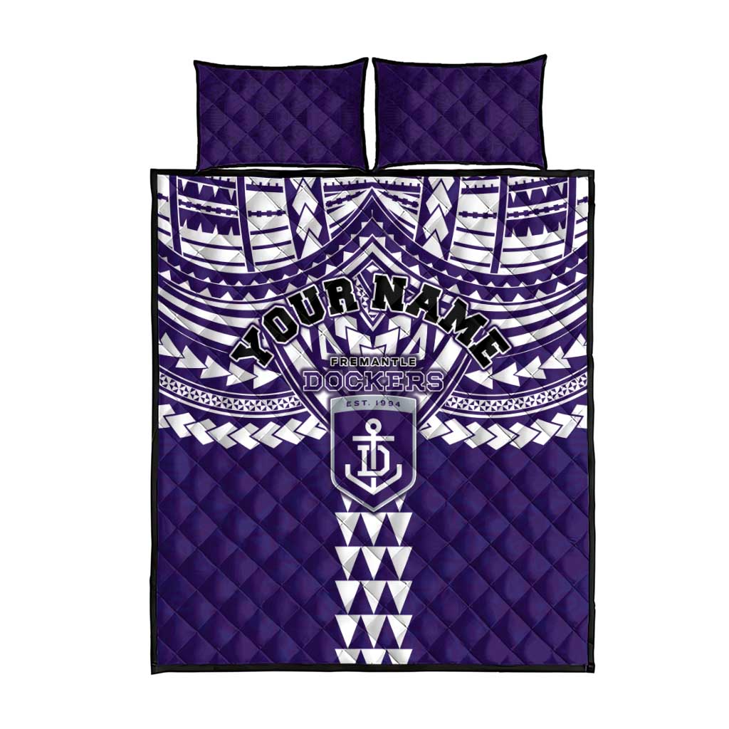 Personalized Fremantle Dockers Quilt Bed Set Polynesian Tribal Pattern Heritage Football