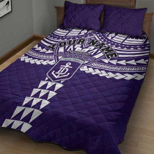 Personalized Fremantle Dockers Quilt Bed Set Polynesian Tribal Pattern Heritage Football