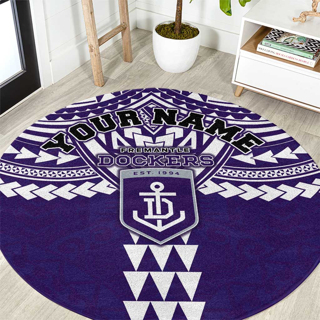 Personalized Fremantle Dockers Round Carpet Polynesian Tribal Pattern Heritage Football