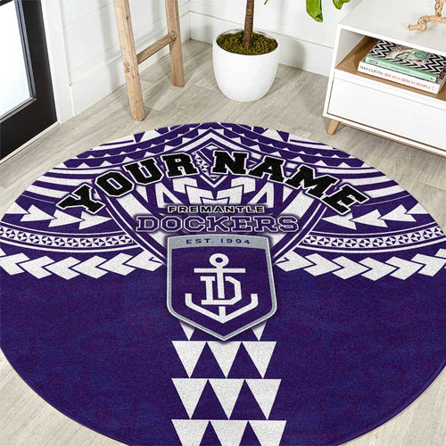 Personalized Fremantle Dockers Round Carpet Polynesian Tribal Pattern Heritage Football