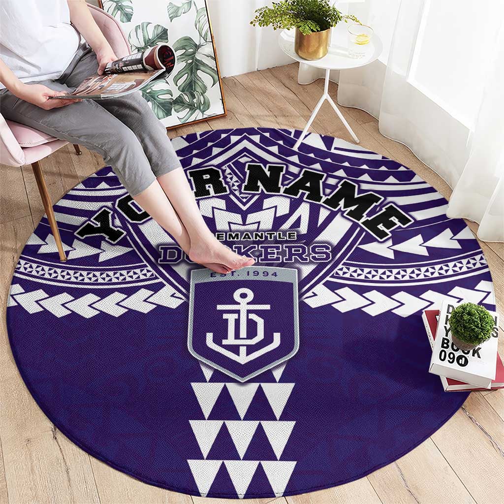 Personalized Fremantle Dockers Round Carpet Polynesian Tribal Pattern Heritage Football