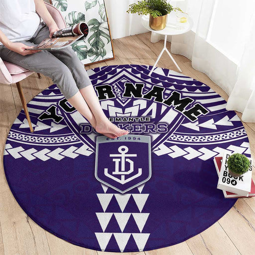 Personalized Fremantle Dockers Round Carpet Polynesian Tribal Pattern Heritage Football
