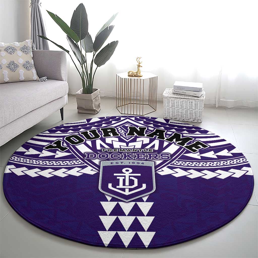 Personalized Fremantle Dockers Round Carpet Polynesian Tribal Pattern Heritage Football