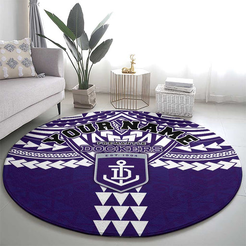 Personalized Fremantle Dockers Round Carpet Polynesian Tribal Pattern Heritage Football