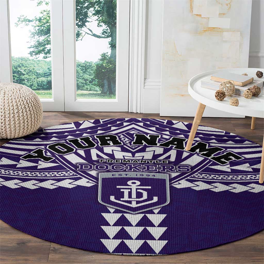 Personalized Fremantle Dockers Round Carpet Polynesian Tribal Pattern Heritage Football