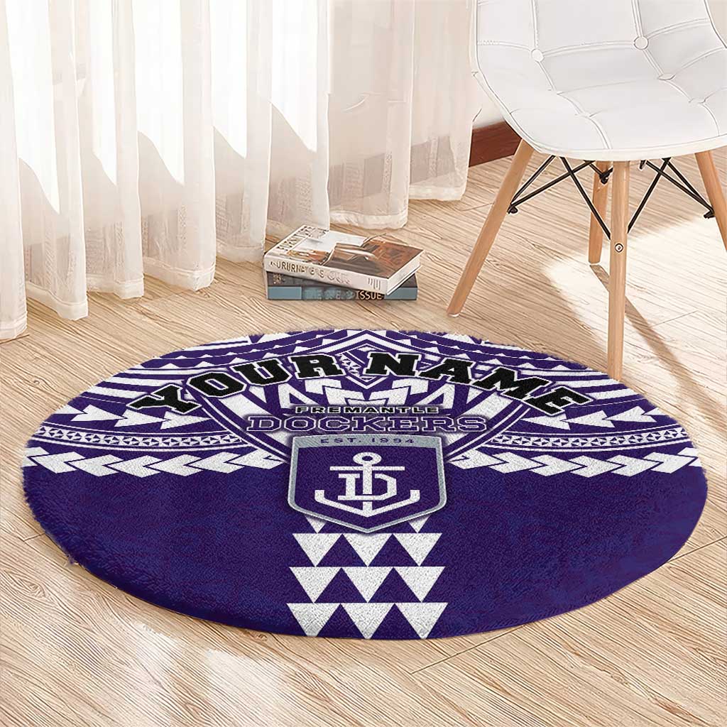 Personalized Fremantle Dockers Round Carpet Polynesian Tribal Pattern Heritage Football