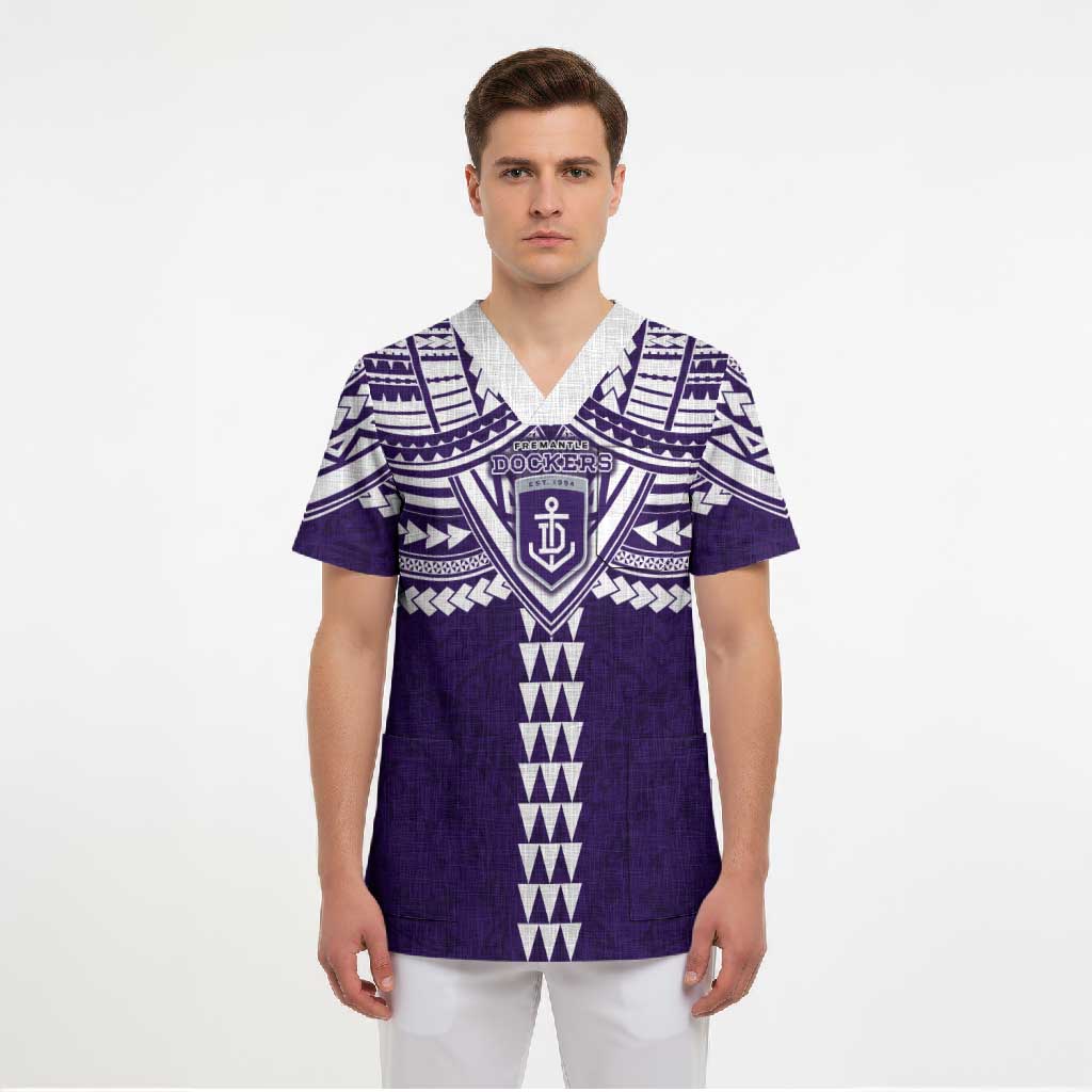Personalized Fremantle Dockers Scrub Top Polynesian Tribal Pattern Heritage Football