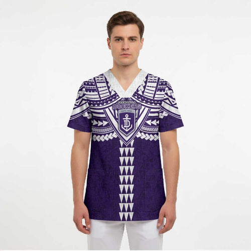 Personalized Fremantle Dockers Scrub Top Polynesian Tribal Pattern Heritage Football