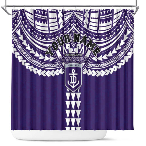 Personalized Fremantle Dockers Shower Curtain Polynesian Tribal Pattern Heritage Football
