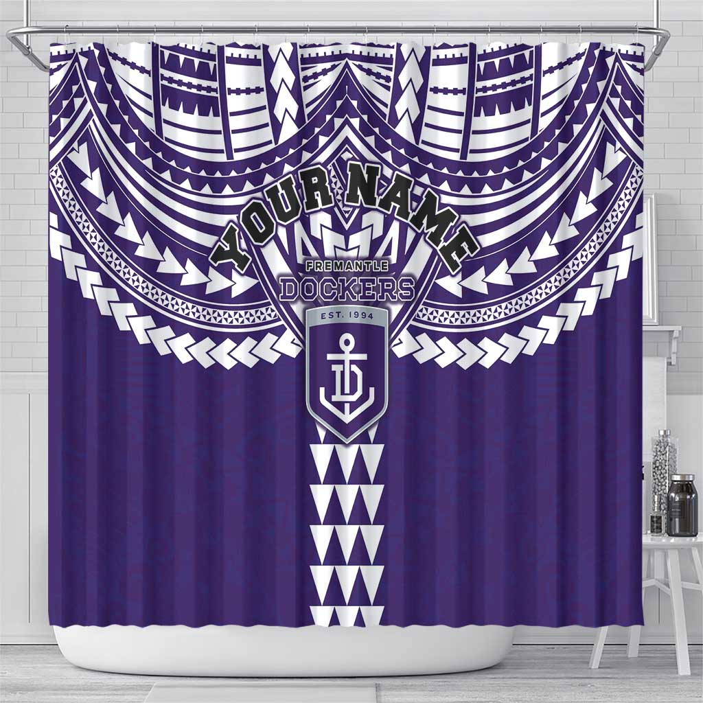 Personalized Fremantle Dockers Shower Curtain Polynesian Tribal Pattern Heritage Football