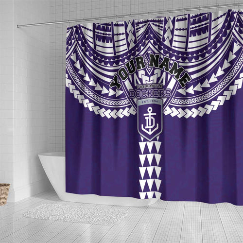 Personalized Fremantle Dockers Shower Curtain Polynesian Tribal Pattern Heritage Football