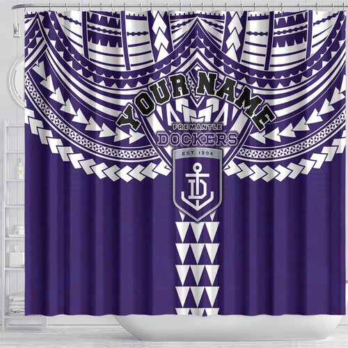 Personalized Fremantle Dockers Shower Curtain Polynesian Tribal Pattern Heritage Football