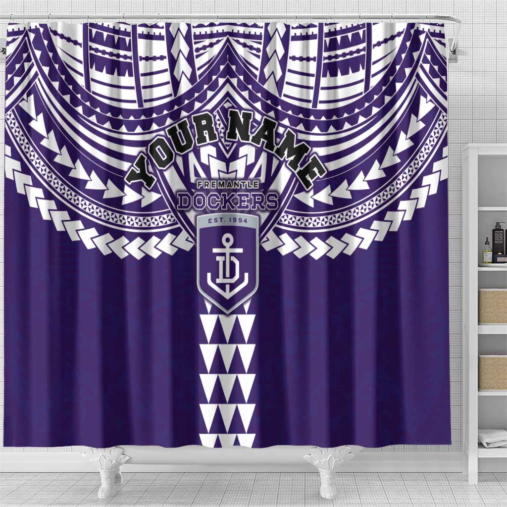 Personalized Fremantle Dockers Shower Curtain Polynesian Tribal Pattern Heritage Football