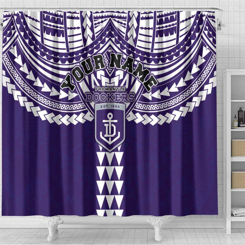 Personalized Fremantle Dockers Shower Curtain Polynesian Tribal Pattern Heritage Football