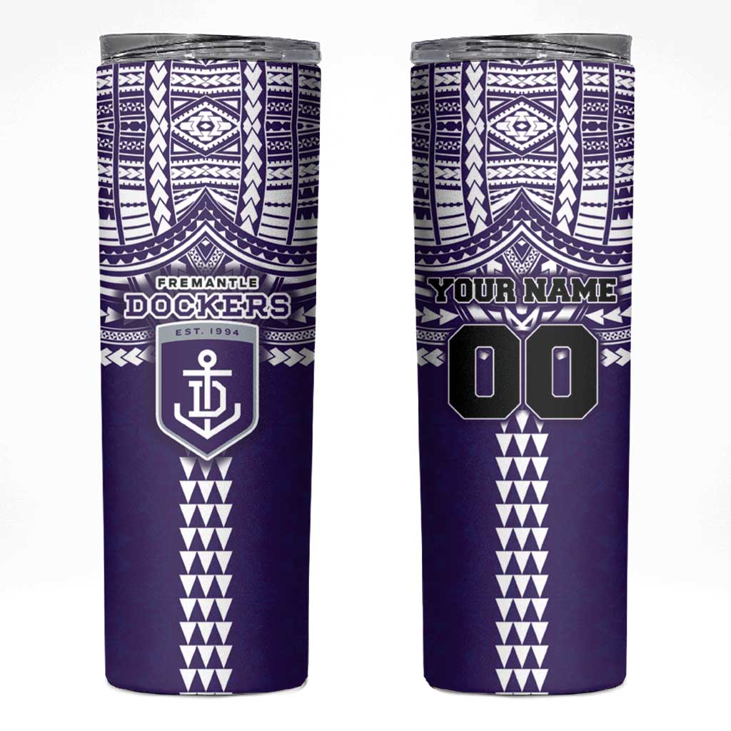 Personalized Fremantle Dockers Skinny Tumbler Polynesian Tribal Pattern Heritage Football