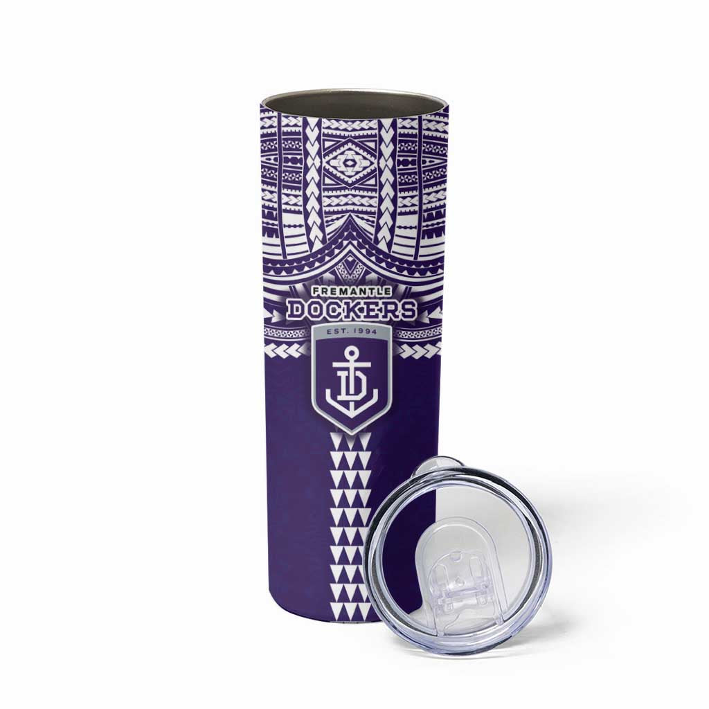 Personalized Fremantle Dockers Skinny Tumbler Polynesian Tribal Pattern Heritage Football