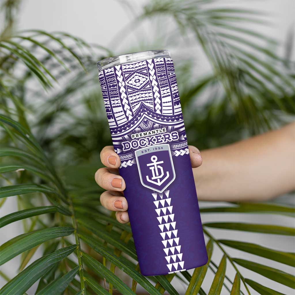 Personalized Fremantle Dockers Skinny Tumbler Polynesian Tribal Pattern Heritage Football