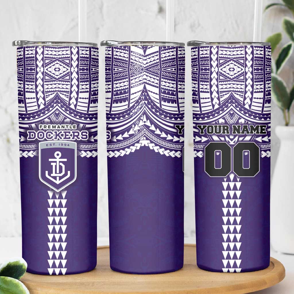 Personalized Fremantle Dockers Skinny Tumbler Polynesian Tribal Pattern Heritage Football