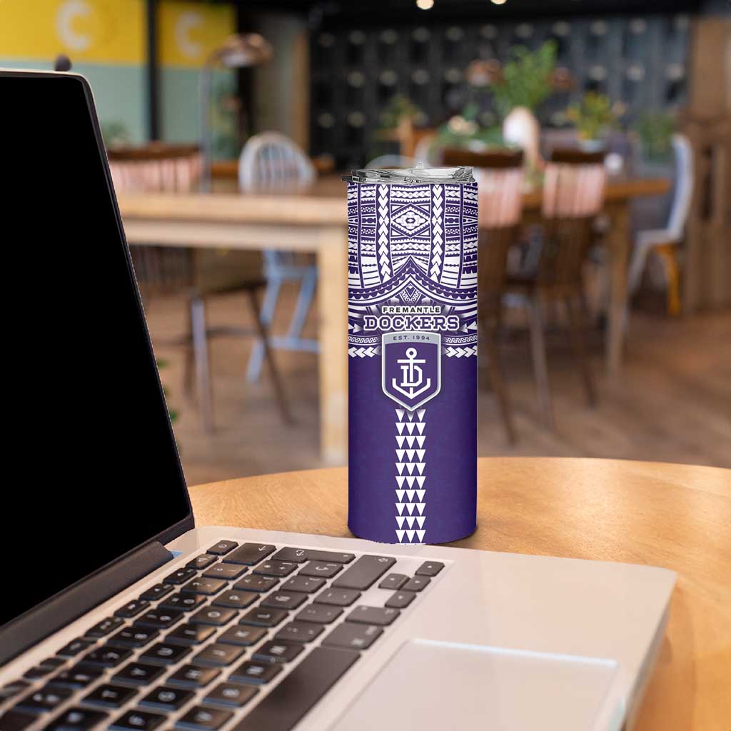 Personalized Fremantle Dockers Skinny Tumbler Polynesian Tribal Pattern Heritage Football