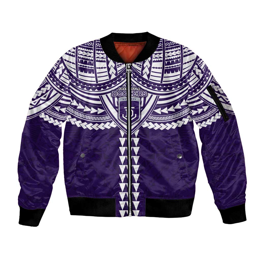 Personalized Fremantle Dockers Sleeve Zip Bomber Jacket Polynesian Tribal Pattern Heritage Football