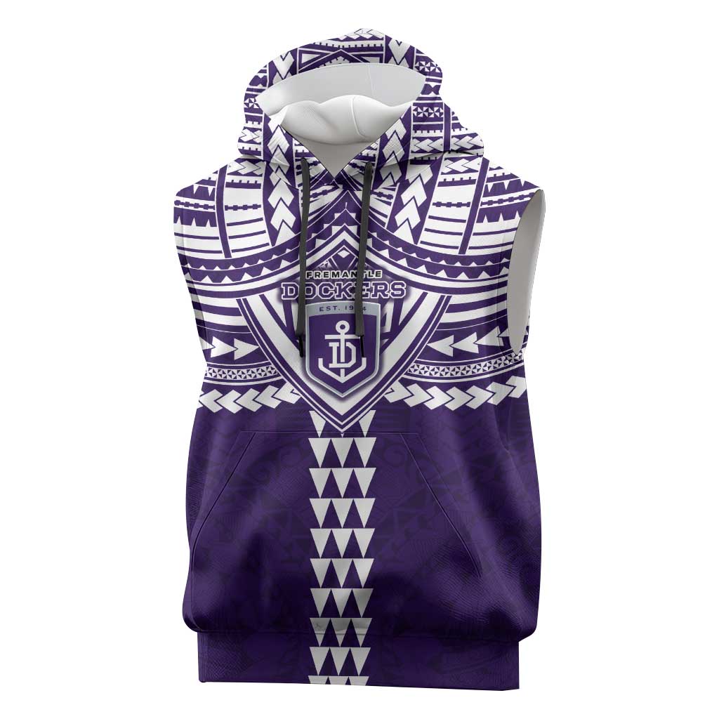 Personalized Fremantle Dockers Sleeveless Hoodie Polynesian Tribal Pattern Heritage Football