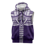 Personalized Fremantle Dockers Sleeveless Hoodie Polynesian Tribal Pattern Heritage Football