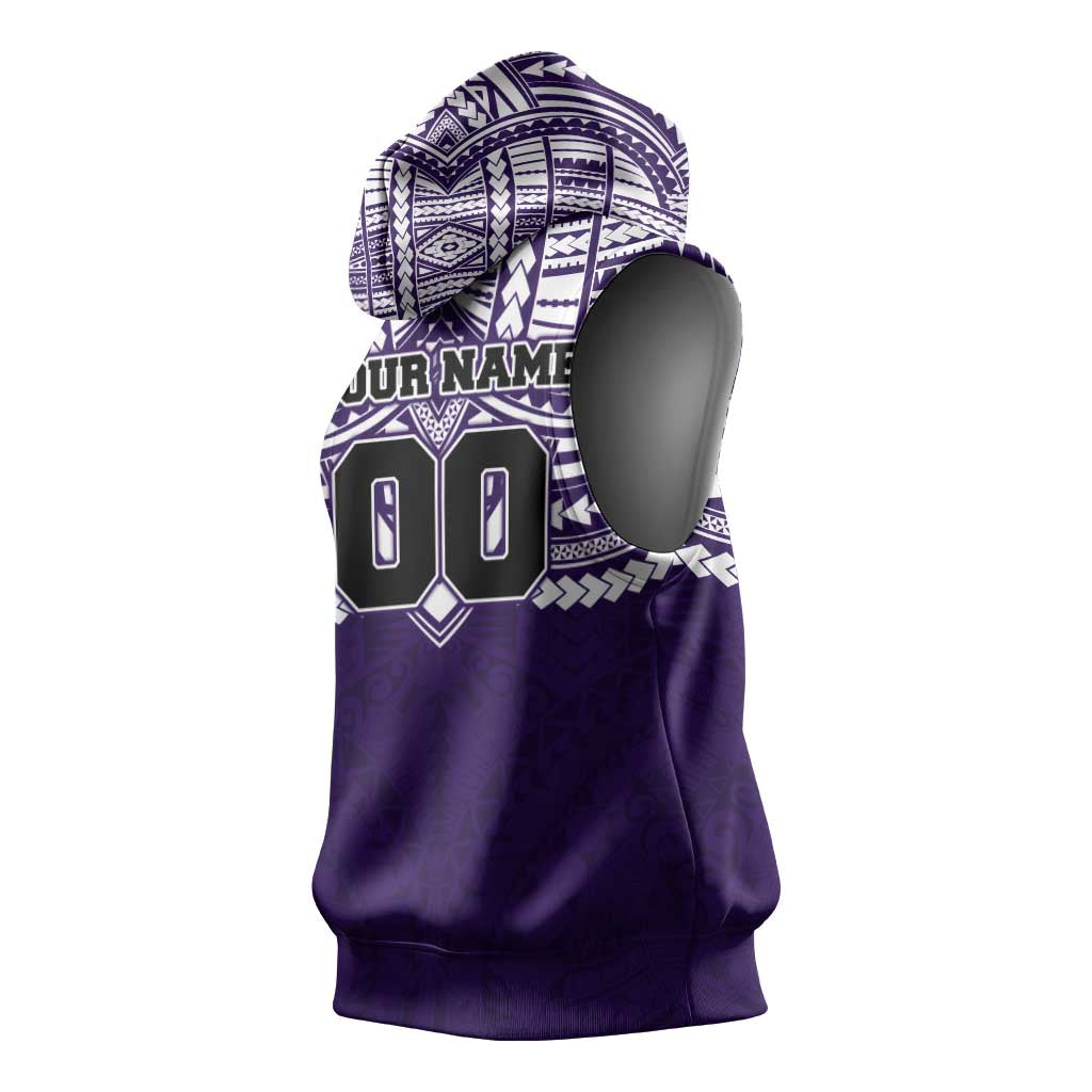 Personalized Fremantle Dockers Sleeveless Hoodie Polynesian Tribal Pattern Heritage Football