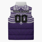 Personalized Fremantle Dockers Sleeveless Puffer Jacket Polynesian Tribal Pattern Heritage Football