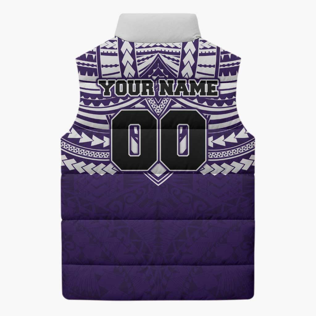 Personalized Fremantle Dockers Sleeveless Puffer Jacket Polynesian Tribal Pattern Heritage Football