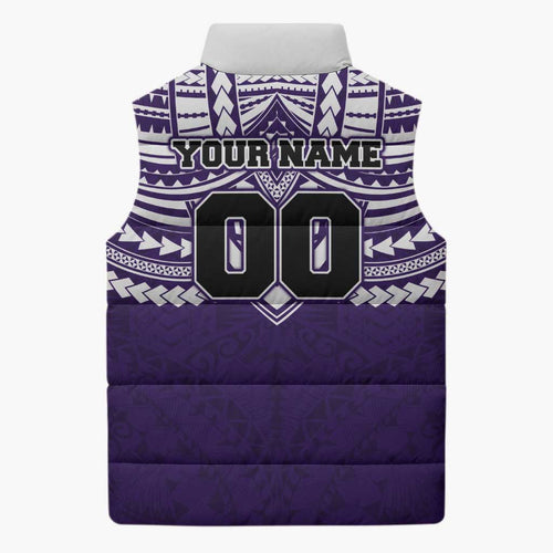 Personalized Fremantle Dockers Sleeveless Puffer Jacket Polynesian Tribal Pattern Heritage Football
