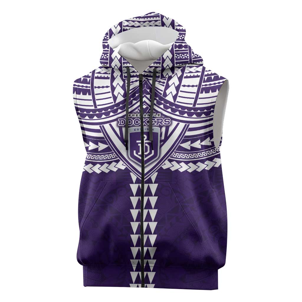 Personalized Fremantle Dockers Sleeveless Zip Hoodie Polynesian Tribal Pattern Heritage Football
