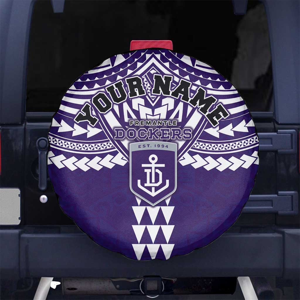 Personalized Fremantle Dockers Spare Tire Cover Polynesian Tribal Pattern Heritage Football