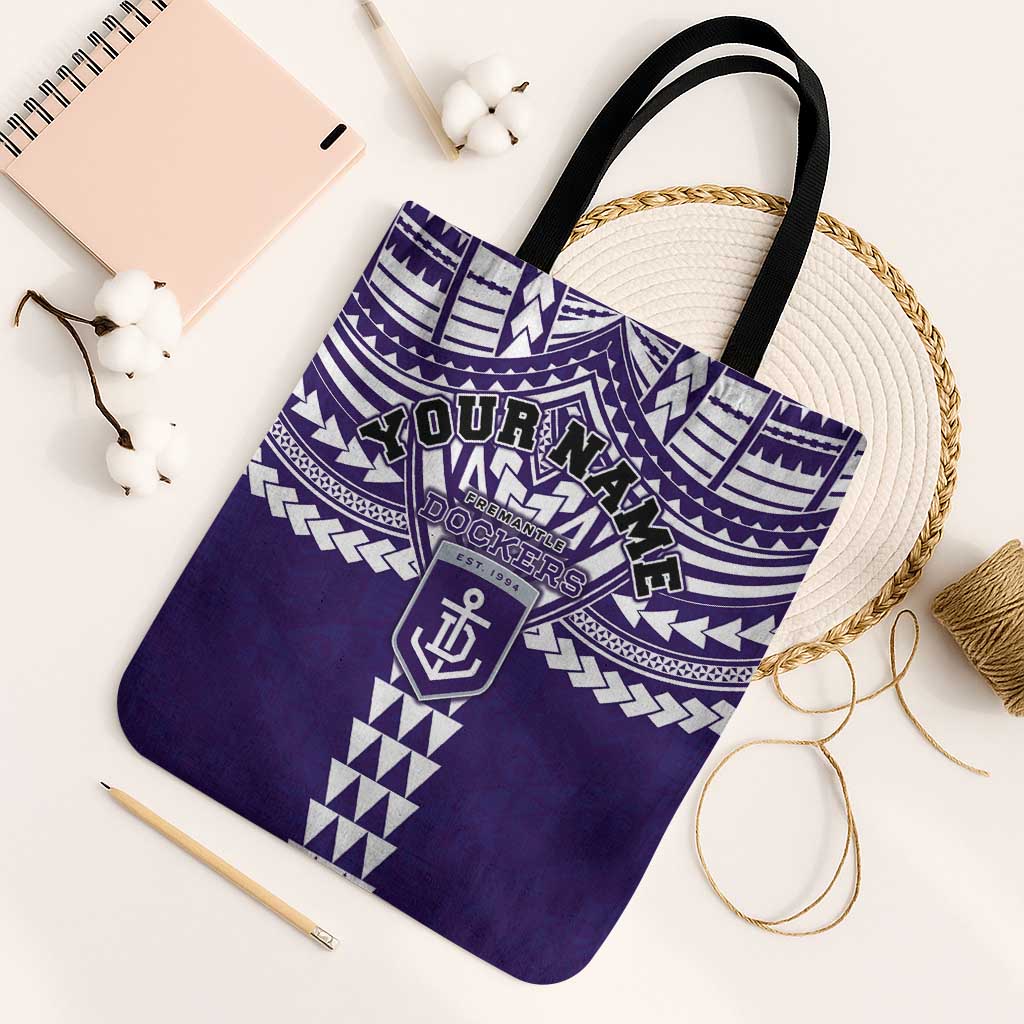 Personalized Fremantle Dockers Tote Bag Polynesian Tribal Pattern Heritage Football
