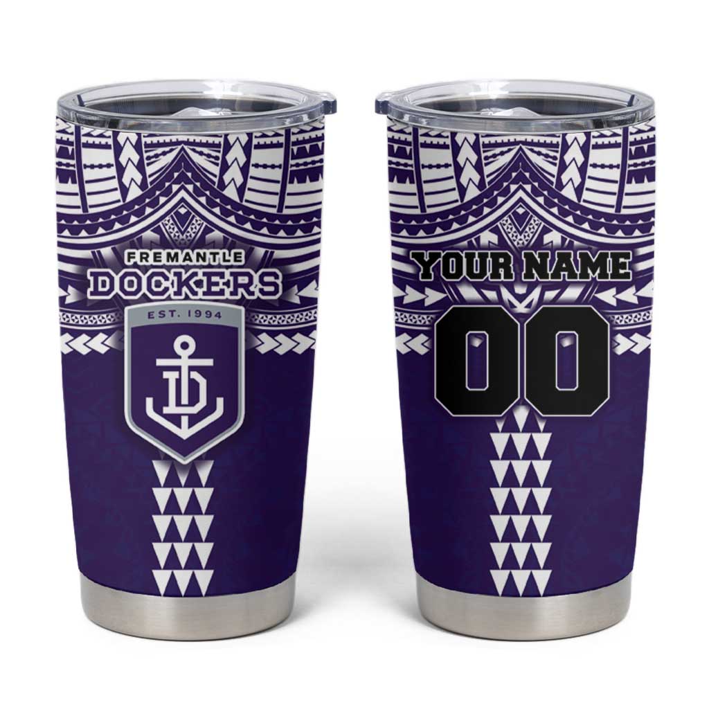 Personalized Fremantle Dockers Tumbler Cup Polynesian Tribal Pattern Heritage Football