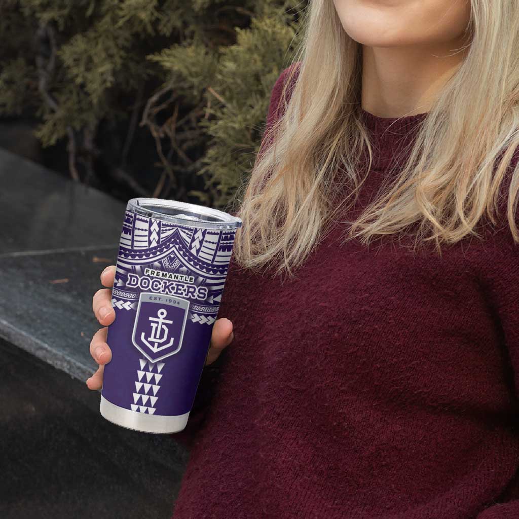 Personalized Fremantle Dockers Tumbler Cup Polynesian Tribal Pattern Heritage Football