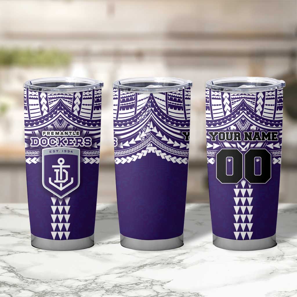 Personalized Fremantle Dockers Tumbler Cup Polynesian Tribal Pattern Heritage Football