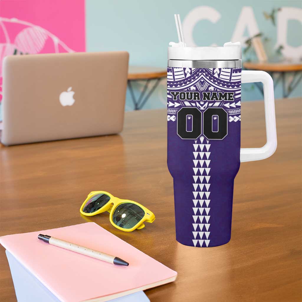 Personalized Fremantle Dockers Tumbler With Handle Polynesian Tribal Pattern Heritage Football