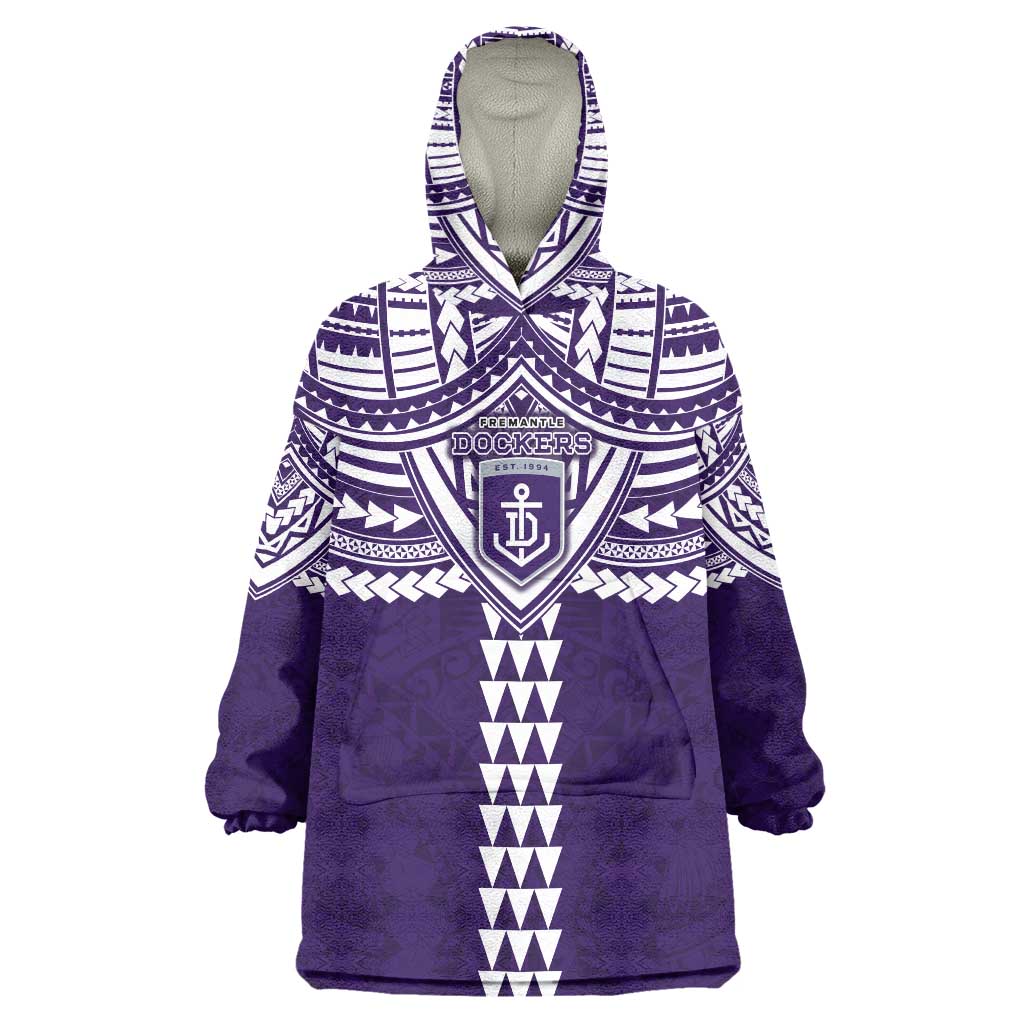 Personalized Fremantle Dockers Wearable Blanket Hoodie Polynesian Tribal Pattern Heritage Football