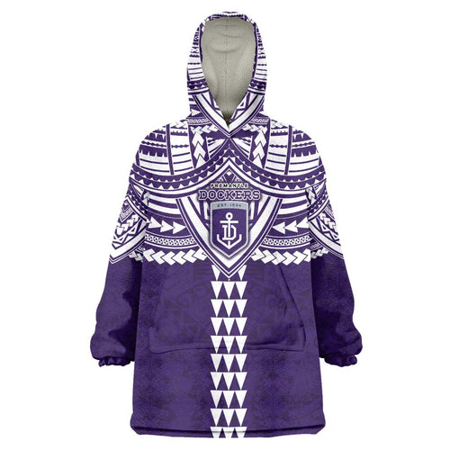 Personalized Fremantle Dockers Wearable Blanket Hoodie Polynesian Tribal Pattern Heritage Football