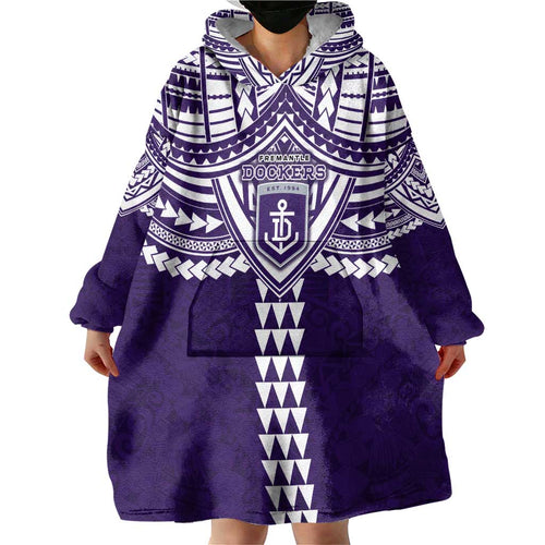 Personalized Fremantle Dockers Wearable Blanket Hoodie Polynesian Tribal Pattern Heritage Football