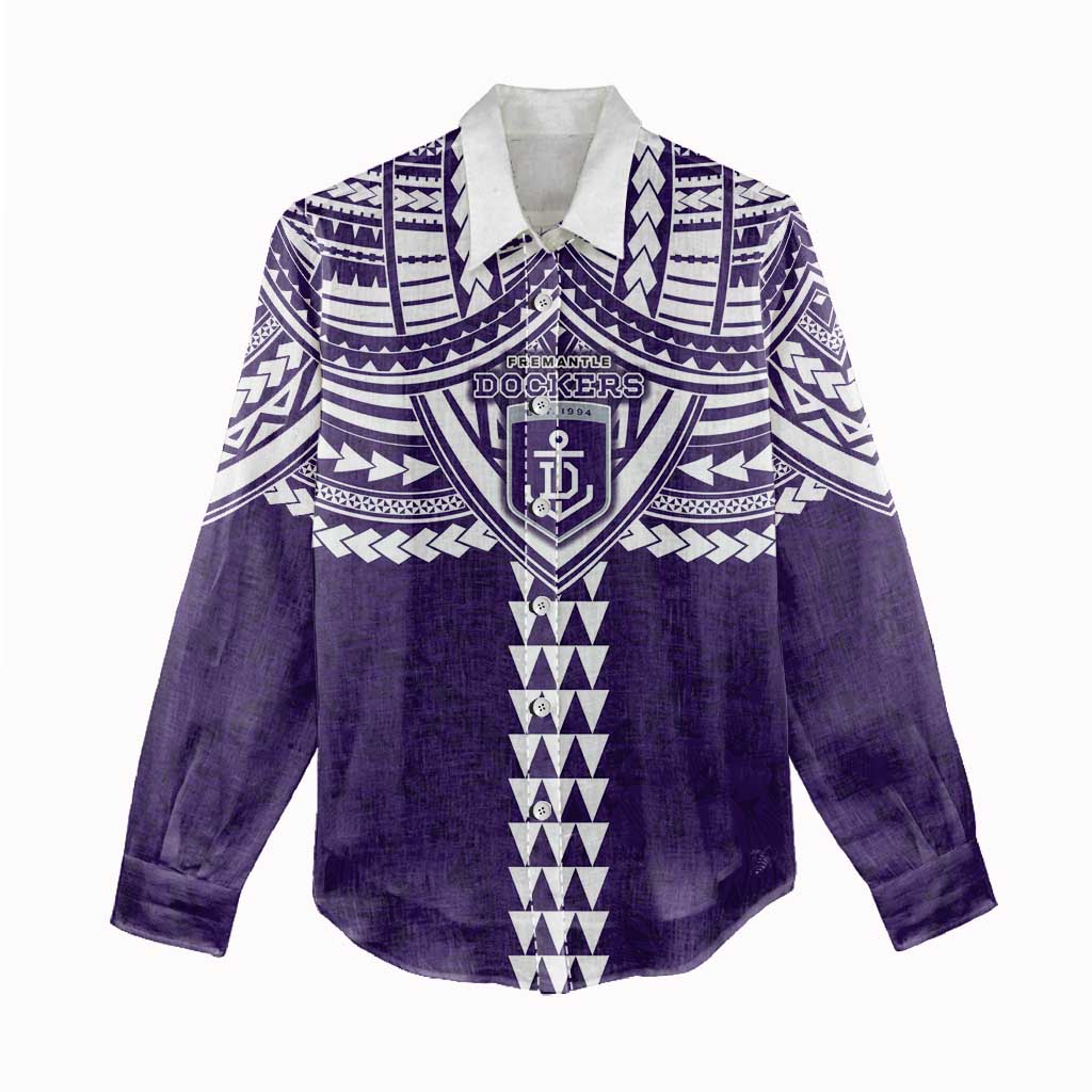 Personalized Fremantle Dockers Women Casual Shirt Polynesian Tribal Pattern Heritage Football