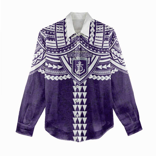 Personalized Fremantle Dockers Women Casual Shirt Polynesian Tribal Pattern Heritage Football