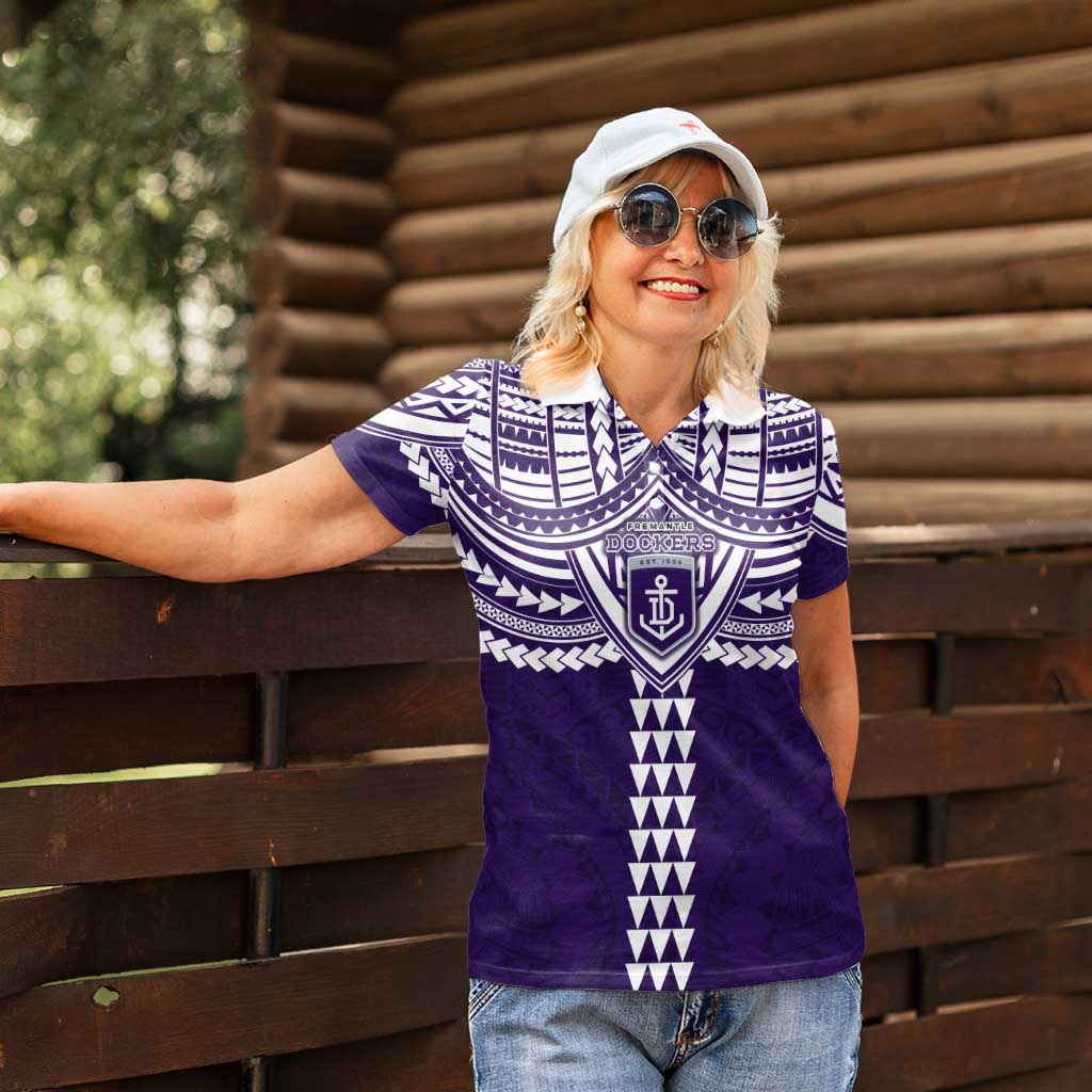 Personalized Fremantle Dockers Women Polo Shirt Polynesian Tribal Pattern Heritage Football