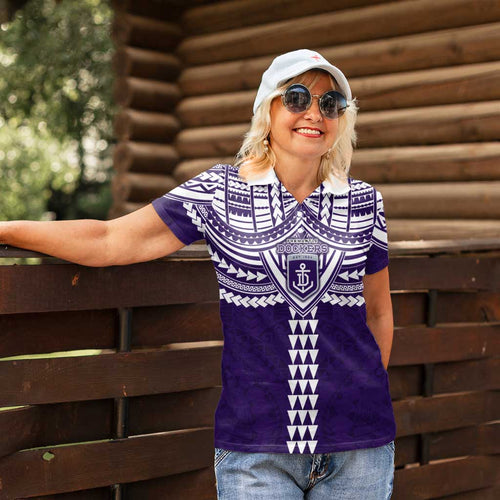 Personalized Fremantle Dockers Women Polo Shirt Polynesian Tribal Pattern Heritage Football